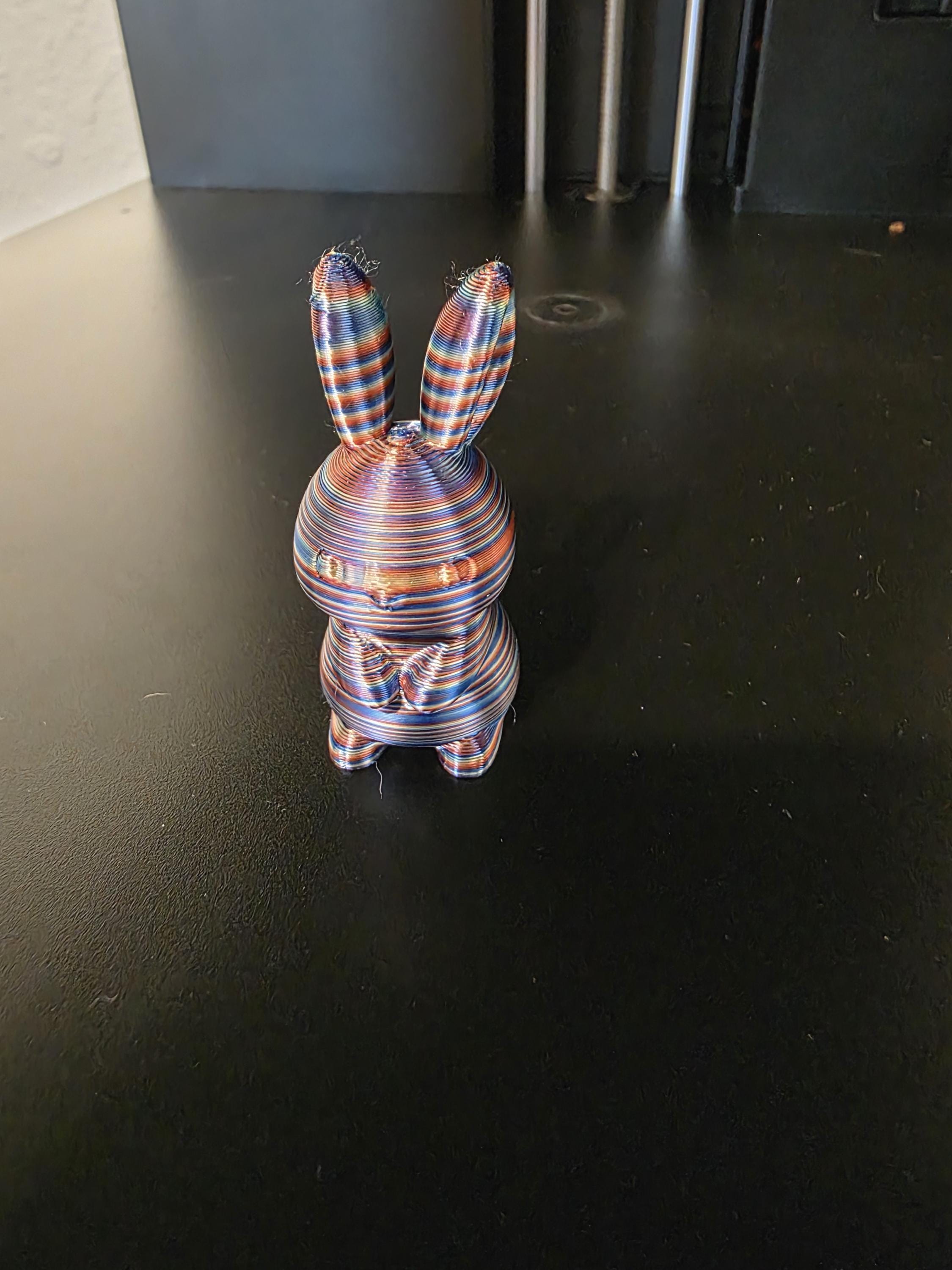 Miniature 3D Printed Rabbit Figurine – Multicolored Striped Design