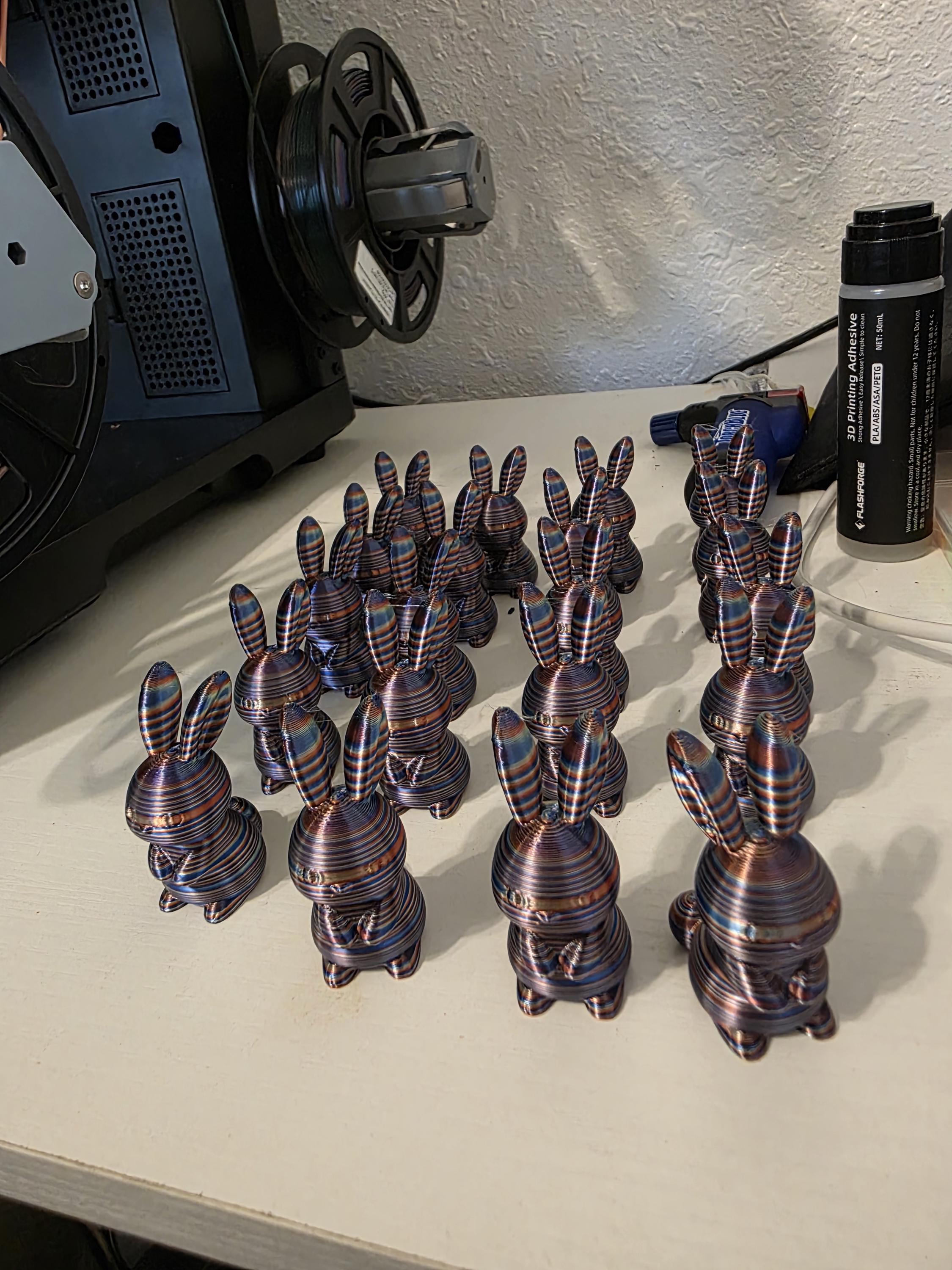 Miniature 3D Printed Rabbit Figurine – Multicolored Striped Design