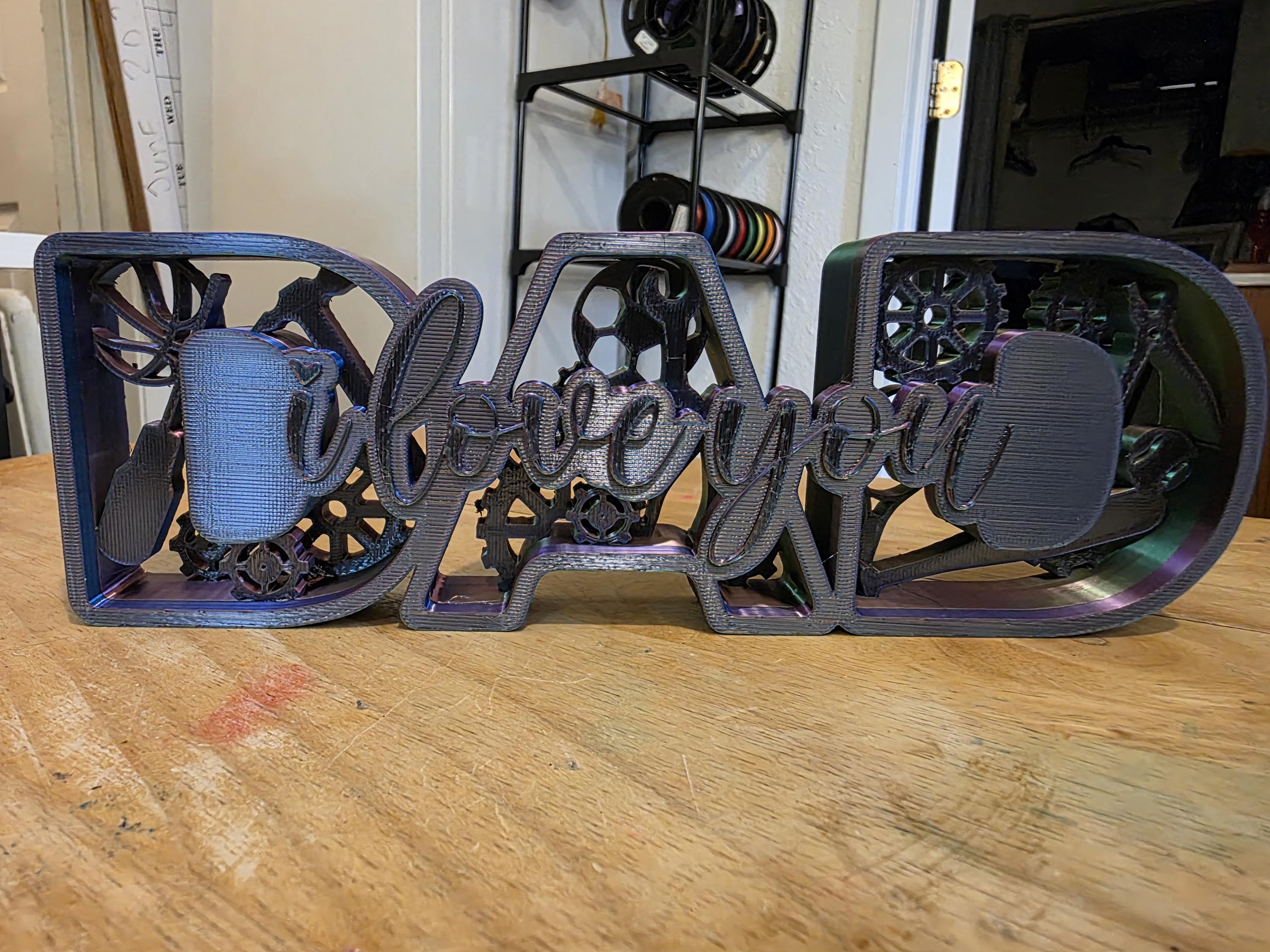 Dad I Love You Desk Decor, Steampunk Gears Design