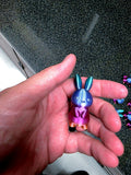 Miniature 3D Printed Rabbit Figurine – Iridescent Blue and Pink Bunny Charm
