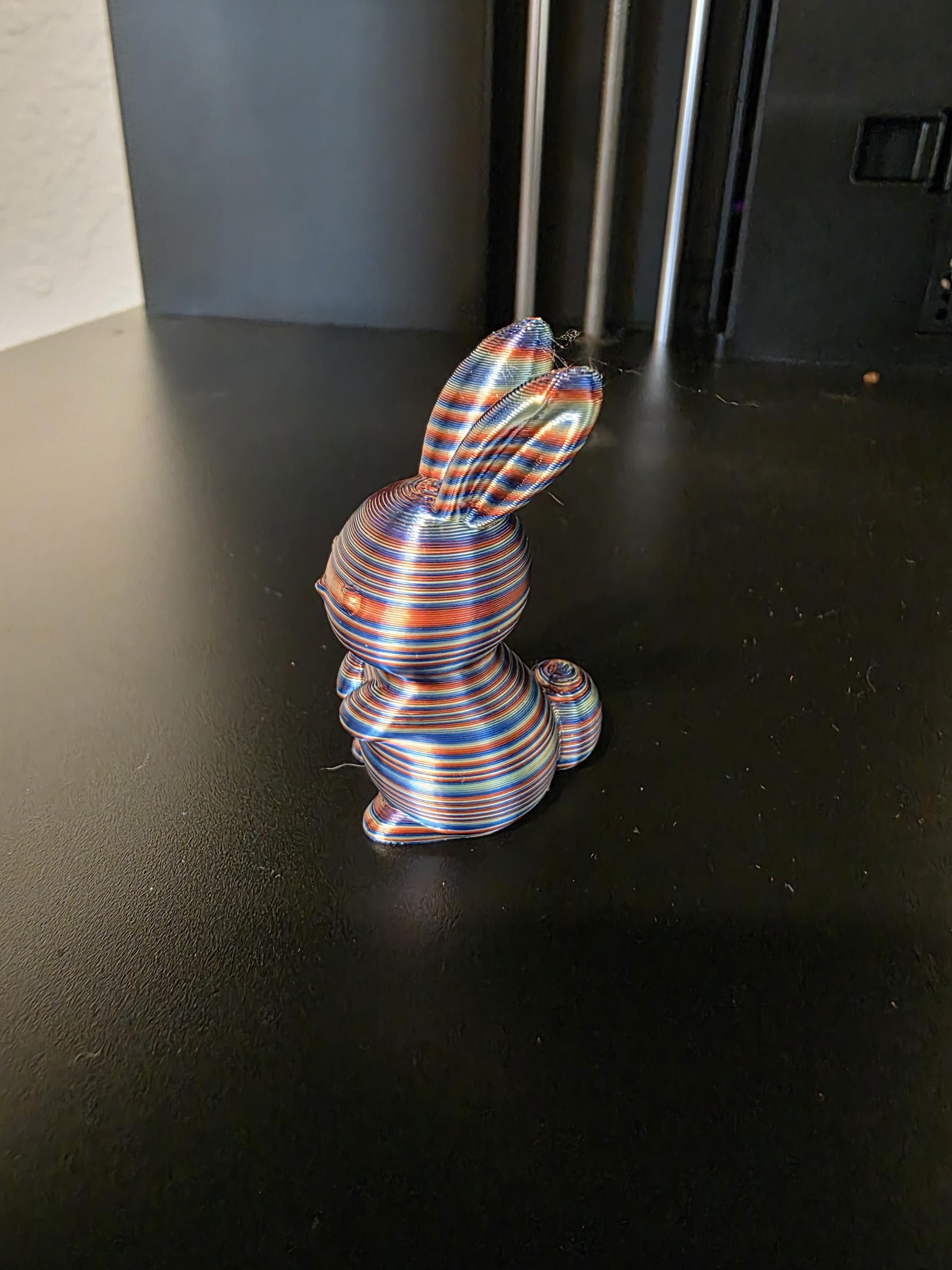 Miniature 3D Printed Rabbit Figurine – Multicolored Striped Design